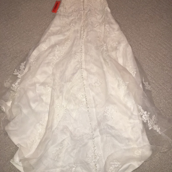 Off Shoulder Short A-Line Embroidery Wedding Dress - Picture 6 of 6